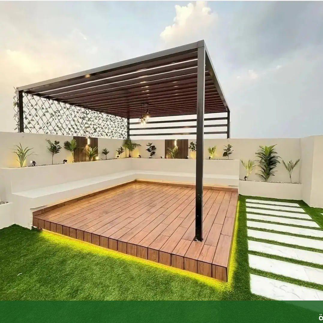 تصميم جلسة في حديقة الحوش - شركة الجمال لتنسيق الحدائق بجدة