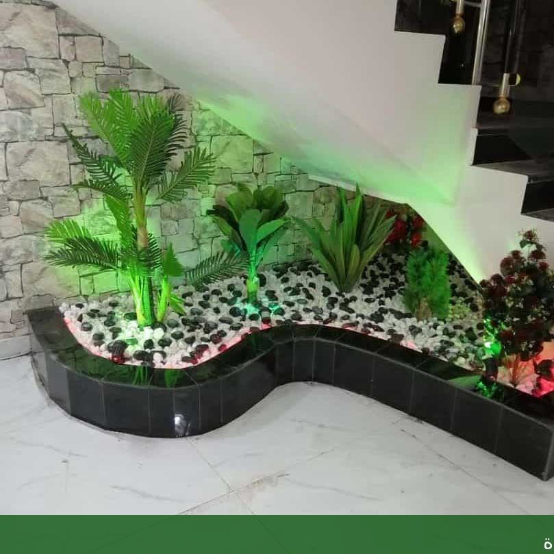 عمل أحواض وديكورات تحت الدرج - شركة الجمال لتنسيق الحدائق بجدة